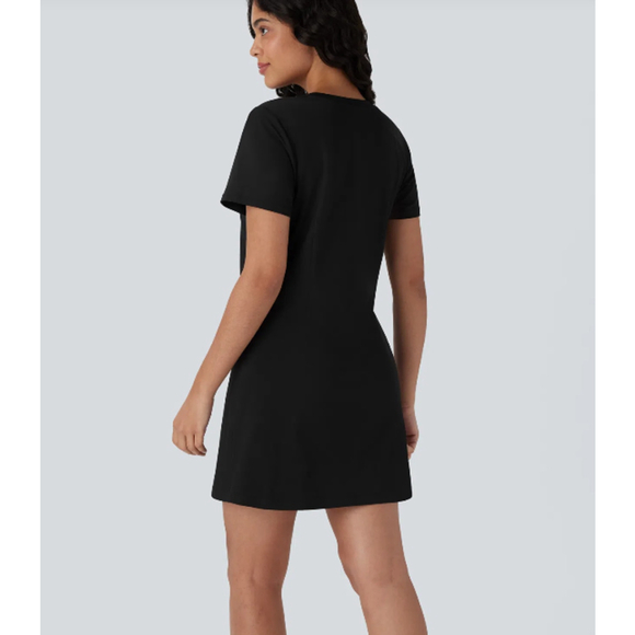 HALARA Round Neck Short Sleeve Solid Mini Casual Tee Shirt Dress Black XL NWOT - Picture 3 of 9